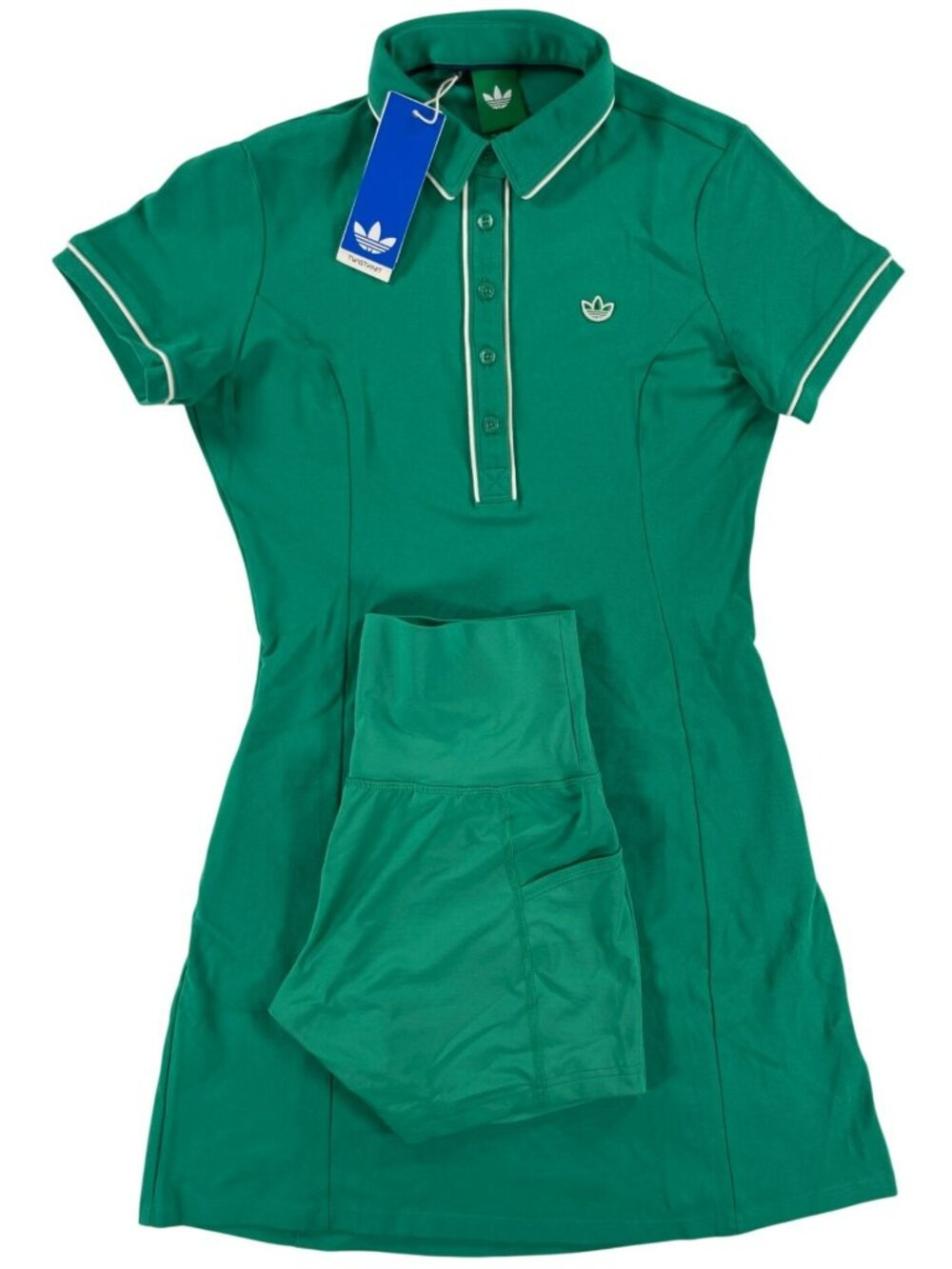 Adidas Golf Dress Polo With Shorts Sport Court Green Comfy KB8607 Wmn's Sz 6 NEW
